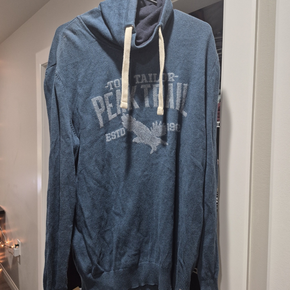 Navy Cowl Neck Mens Sweater